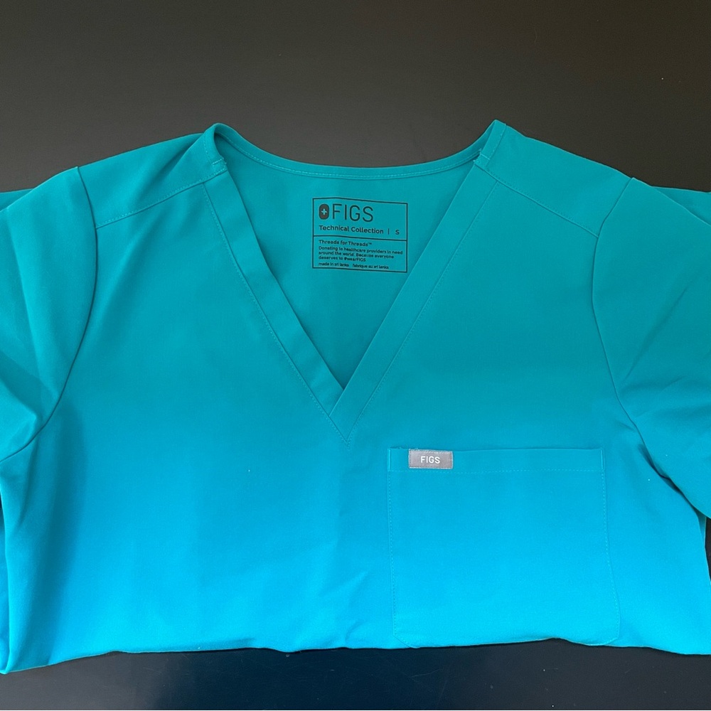 Figs Teal Catarina Scrub Top